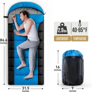 Sacs de couchage d'été légers et imperméables en polyester 210T à capuche, avec rembourrage en fibres creuses pour adultes - Product Image 5