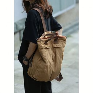 Sac à dos en toile naturelle imperméable de style cabas pour femme avec fermeture éclair et doublure en polyester pour adolescentes - Vente en gros - Product Image 2