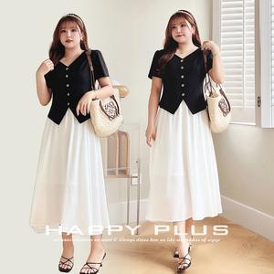 Runqi – haut à manches courtes et col en v pour femmes, grande taille, noir, couleur unie, polyester, N8728 - Product Image 2