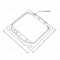 Anneau de plâtre carré de 4 pouces en acier galvanisé surélevé de 1/4 po pour couvercle de boîte de jonction électrique, compatible avec les boîtes 4x4 standard américaines