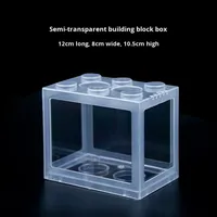 Mini aquarium créatif en blocs de construction - Plastique transparent, assemblage facile, aménagement paysager de bureau pour Betta et méduses