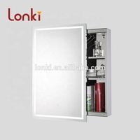 Kabinet obat lampu LED Vanity kamar mandi dengan kabinet cermin Sensor sentuh