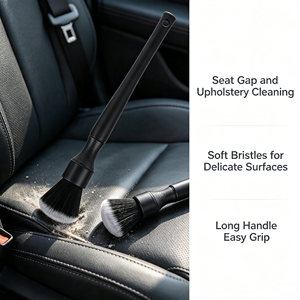 Brosse de nettoyage à poils doux pour l'intérieur de la voiture, brosse à poussière à long manche pour le nettoyage des détails du tableau de bord et des aérateurs, fabriquée en Chine - Product Image 2