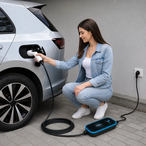 Nouveau <span class=keywords><strong>chargeur</strong></span> EV portable 3,5 kW 16A Type 2 certifié CE, station EVSE de niveau 2 IP65, courant réglable, écran LCD - Product Image 4