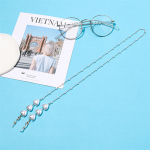 Chaîne de lunettes en forme de cœur avec perles imitation, en alliage, unisexe, pour usage quotidien, chaîne de corps tendance - Product Image 2