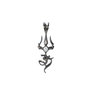 Danta Gems OM TRISHULA, Colgante Trishul Resplandeciente de Plata de Ley con Circonita y Baño de Oro de 18K, Símbolo Om, Elegancia Espiritual, Divino - Product Image 2