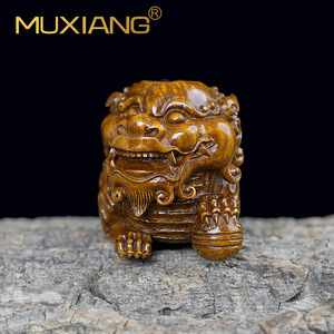 Muxiang Hand Carved Wooden Pixiu Figurine For Decoration And Gift - Product Image 1