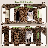 Torre para Gatos Starmoon para Gatos de Interior com Poste de Arranhar, Rede, Plataformas, Condomínios com Cesto Suspenso Design Leopardo
