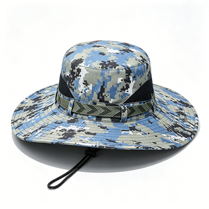 Unisex Digital Camo Boonie Hat Wide Brim UPF 50+ UV Protection <b>Polyester</b>/Cotton Canvas Fabric String Wind <b>Lanyard</b> for Outdoor - Product Image 2
