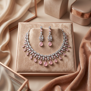 Certified Gold Plated Women's Bridal Set <b>Choker</b> Necklace Drop Earrings Tikka Ethnic Zircon Trendy Wedding Engagement Third - Product Image 3