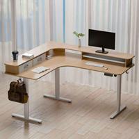 Bureau Ergonomique Moderne en L en Métal, Automatique, à Double Moteur, Réglable en 2 Niveaux, Durable, Autoportant, pour la Maison/le Bureau
