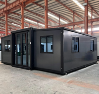 Maison conteneur pliable extensible à double aile, préfabriquée, avec structure extérieure en acier galvanisé, triple capacité, résistante aux intempéries, 20 pieds, 37 m²