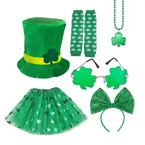 St. Patrick's Day valentin 2023 Adult Kids Ballet Tutu Skirt Glitter Sequin Pettiskirt irish dancing dress socks neckless