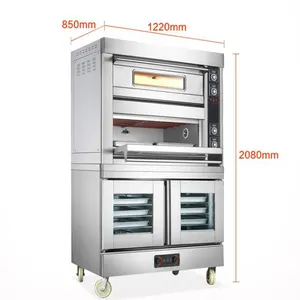 Commercial Industrial Big Capacity 2 Deck 4 Tray Gas Deck Oven with Proofer