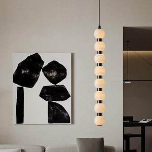 Lustre LED moderne minimaliste en forme de longue bande, design à six têtes, doré, pour la décoration intérieure - Product Image 3