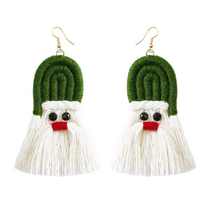 Spring women tassel hoop Earrings Creative Cartoon Bohemian Tassel Braided Handmade Earrings Wholesale christmas <strong>jewelry</strong> - Product Image 3