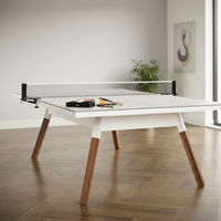 Table de ping-pong en bois haut de gamme personnalisée, table de ping-pong multifonctionnelle 2-en-1 pour l'intérieur