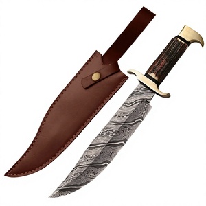 Couteau de survie Bowie en acier Damas édition spéciale chasse avec manche en bois et étui en cuir DIY OEM pour usage extérieur - Product Image 6