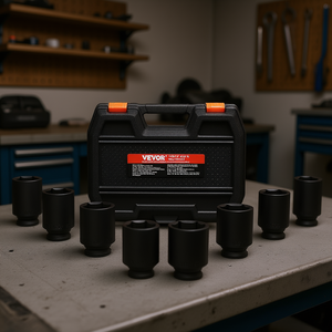 Vevor 1/2 Inch Drive Deep <b>12</b> <b>Point</b> Axle Nut <b>Socket</b> <b>Set</b> 8Pcs Metric Impact <b>Socket</b> For Vehicle Tools - Product Image 2