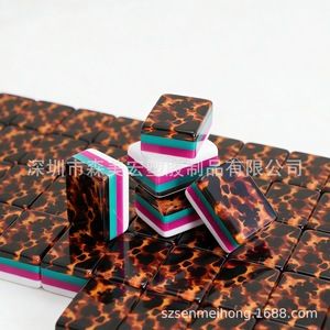 Customized Tortoiseshell Acrylic Mahjong Tiles Four Layer Handmade For Chess Card <b>Entertainment</b> - Product Image 2