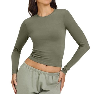 Women's Long Sleeve Yoga Top Solid Color Tight Fit Fitness Wear Autumn Winter Outdoor Sports Shirt - Product Image 4