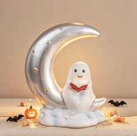Ornement en résine Ghost Moon - Décoration d'Halloween originale et effrayante pour la maison, lampe de chevet pour bureau, utilisation en intérieur