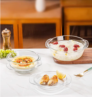 Marmite en verre à haute teneur en borosilicate marmite à soupe allant au four à double usage et au micro-ondes avec couvercle, plateau de cuisson et marmite