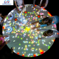 Système de projection interactive murale intérieure, projecteur mural/sol, projection immersive 3D sur une table où les petits se retrouvent