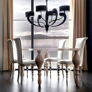 Juego de Comedor Moderno de Madera de 6 Piezas, Sillas Contemporáneas con Respaldo Sólido, Mesa, Muebles para el Hogar, Diseño Duradero - Product Image 1