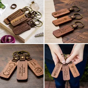 Wood Keychain Wooden Blank Keychains Luxury Keychain Wood Metal Car Key Chain Custom Logo Keyrings Leather Women Men For Giveaway