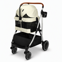 Poussette pliable pour animaux de compagnie, imperméable, à une touche, X6 crème, pour chien et chat, avec roues amortissantes, doublure lavable, porte-gobelet, 25 kg