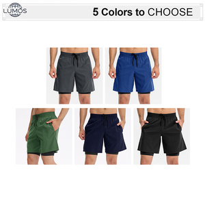 Pantalones Cortos Deportivos Transpirables de Secado Rápido para <span class=keywords><strong>Hombre</strong></span>, Personalizados, para Correr al Aire Libre, de Nailon y Elastano, Casuales, para Gimnasio, 2 en 1 - Product Image 2