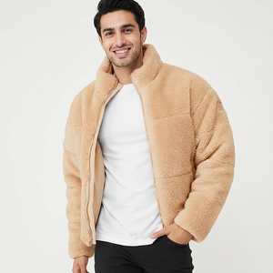 Warm Polar Sherpa Loose Hooded <b>Fleece</b> Men's <b>Jacket</b> <b>with</b> Canvas Front Zip Pocket Windproof Vintage Style - Product Image 1