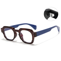 QSKY Vintage nouvelle mode écaille de tortue personnalisé lunettes optique 2024 Rectangle Anti lumière bleue Rivet lunettes pour les femmes