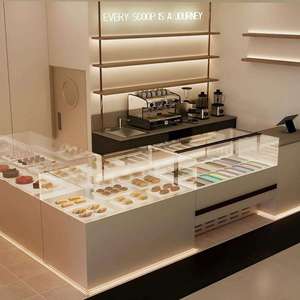 เคาน์เตอร์กาแฟเบเกอรี่ LED แบบกำหนดเองสุดหรู เฟอร์นิเจอร์บาร์คาเฟ่ทันสมัย ดีไซน์เคาน์เตอร์สแตนเลส เป็นมิตรกับสิ่งแวดล้อม - Product Image 1