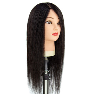 Cabeza de Maniquí con Cabello Humano 100% Natural Real, Muñeca de Entrenamiento de Cosmetología para Peluquería, Práctica de Peinado y Corte de Cabello Lacio - Product Image 2