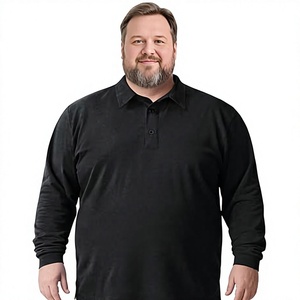 Chemise décontractée à manches longues en tricot de couleur unie classique avec logo personnalisé imprimé pour homme, écologique, séchage rapide, respirante, coupe ample, grande taille - Product Image 3