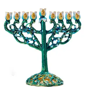 Candelabro de Metal de estilo europeo, ornamento religioso de 9 cabezas, estilo Retro Kerzenhalter, Hanukkah Menorahs