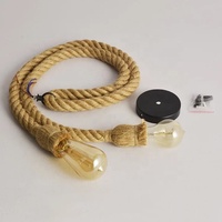 Kit de suspension vintage en corde de chanvre avec douille E27 et câble torsadé – Pièce de lampe suspendue industrielle DIY