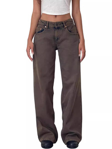 Jeans droits taille basse de qualité supérieure pour femmes, nouvelle mode, coupe ample, style streetwear, pantalon en denim large pour femmes - Product Image 3