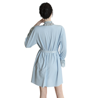Robe de nuit pour femme en satin à double bretelle, noire et blanche, à manches longues