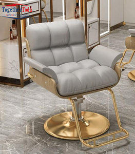 Luxury Upholstered Salon <b>Chair</b> with Adjustable Height and Gold Base - Modern Styling <b>Chair</b> for Professional Use - Product Image 1