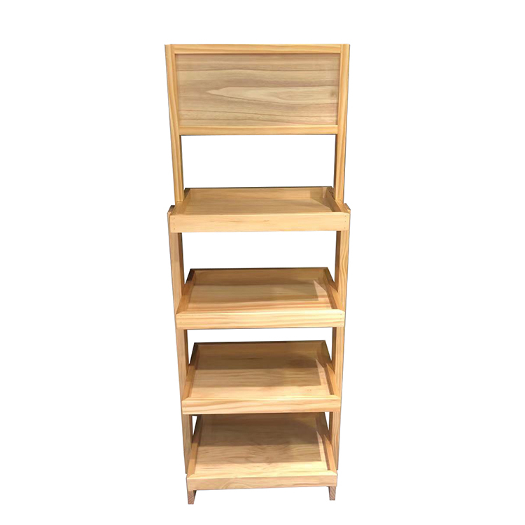 Classic Wooden Bread Display Shelf Customized Desserts Display Rack for Bakeshop