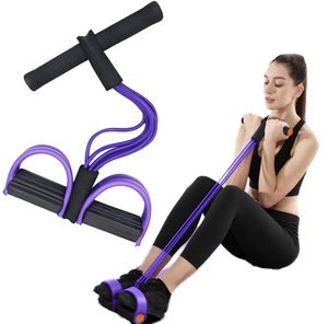 Pedales antideslizantes para uso doméstico, cuerda de tracción elástica de <span class=keywords><strong>4</strong></span> tubos, <span class=keywords><strong>4</strong></span> tubos de látex, Pedal de pie, Yoga, vientre, brazo Delgado, ejercitador de Pedal - Product Image 2