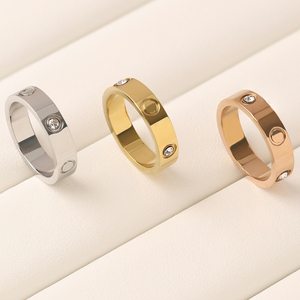 <span class=keywords><strong>Anello</strong></span> Romantico di Marca, Acciaio Inossidabile Placcato <span class=keywords><strong>Oro</strong></span> 18K, Resistente all'Acqua e all'Ossidazione, per Donne - Product Image 4