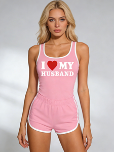 Paquete de 3 Pantalones Cortos de Cintura Alta para Mujer, Transpirables, Cómodos, para Estar en Casa, Talla Estándar, Ropa de Dormir Informal, con Estampado 'I Love My Husband' - Product Image 3