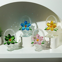Figurine en cristal poli écologique en forme de boule de fleurs, objet de collection, décoration d'intérieur, centre de table, cadeau pour maman
