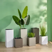 Pot Tanaman Bunga Penanam Plastik Kotak Dalam Ruangan, Kualitas Tinggi Penyiraman Sendiri