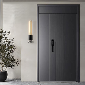 Puerta de Entrada Inteligente Antirrobo de Aluminio Fundido, Moderna y Minimalista para Villa, con Combinación de Doble Puerta y Marco de Aluminio - Product Image 2