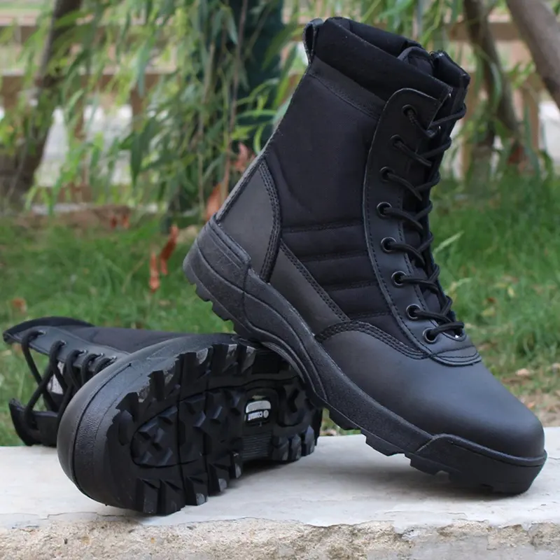 Shero Durável Preto Botas Tactical Combat Boot Homens Couro Botas Tactical botas